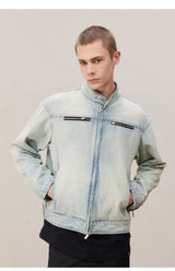 Yellow Mud Washed Denim Harrington Jacket
