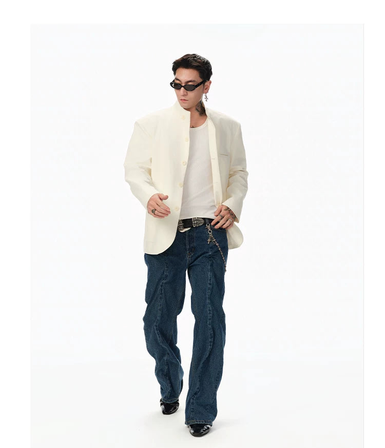 Hemp Stand-Collar Blazer