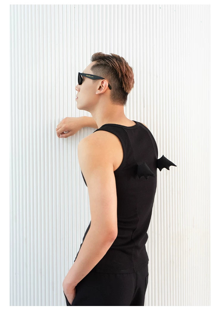 Y2K Black Devil Wings Slim Tank