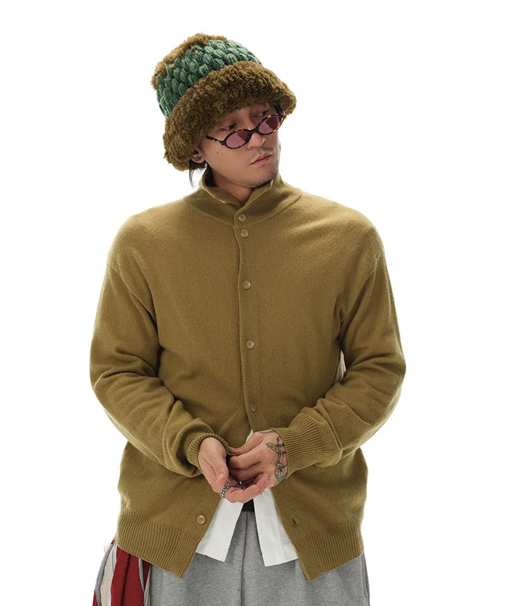 Turtleneck Merino Wool Cashmere Cardigan