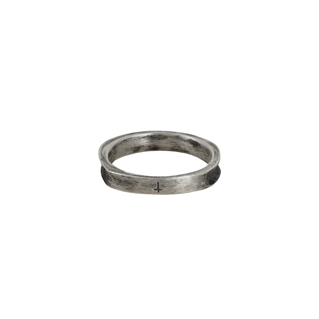 Handmade Oxidized Silver Inverted Cross Ring