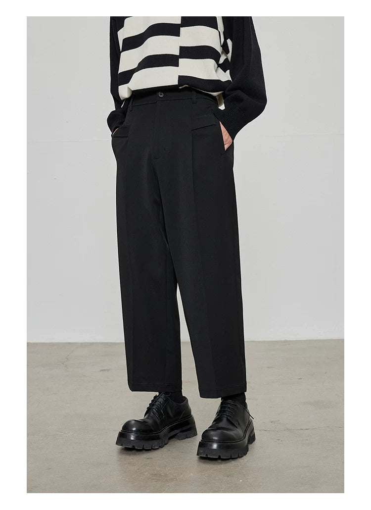 Casual Cropped Elastic Waist Pants