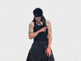 Double Waistband Two-In-One Black-Red Racing Pants