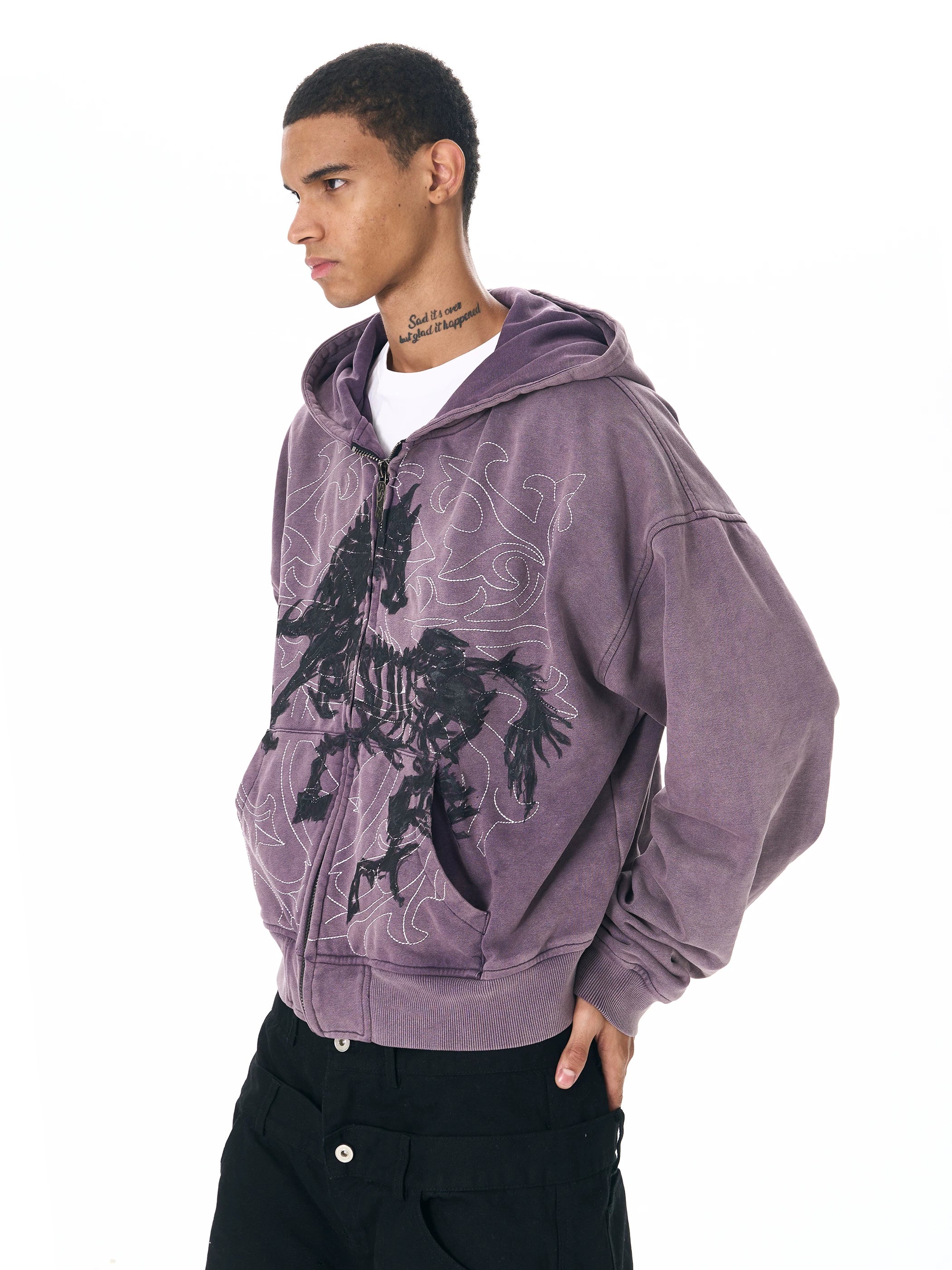 Men's Embroidered Horse Washed Hoodie