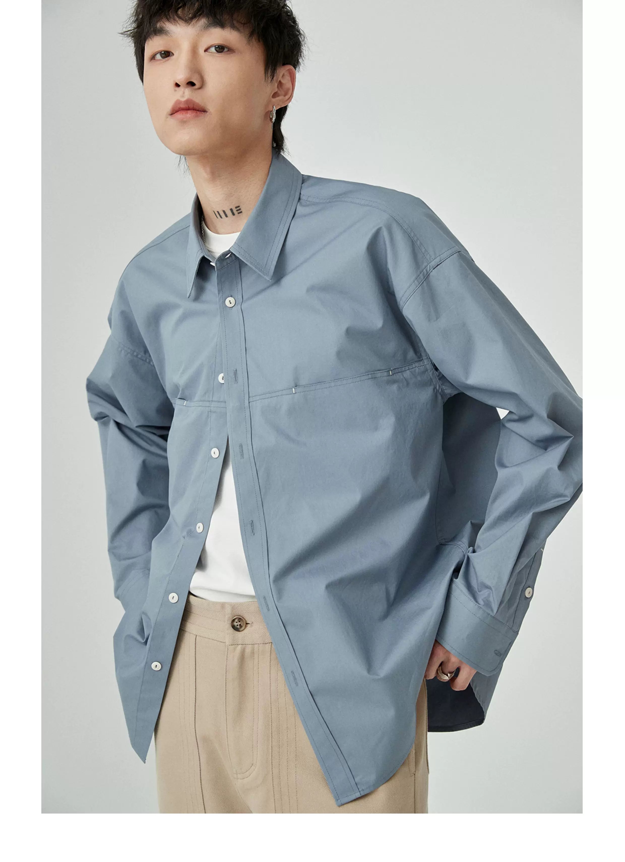 Split Pocket Basic Cotton Shirt