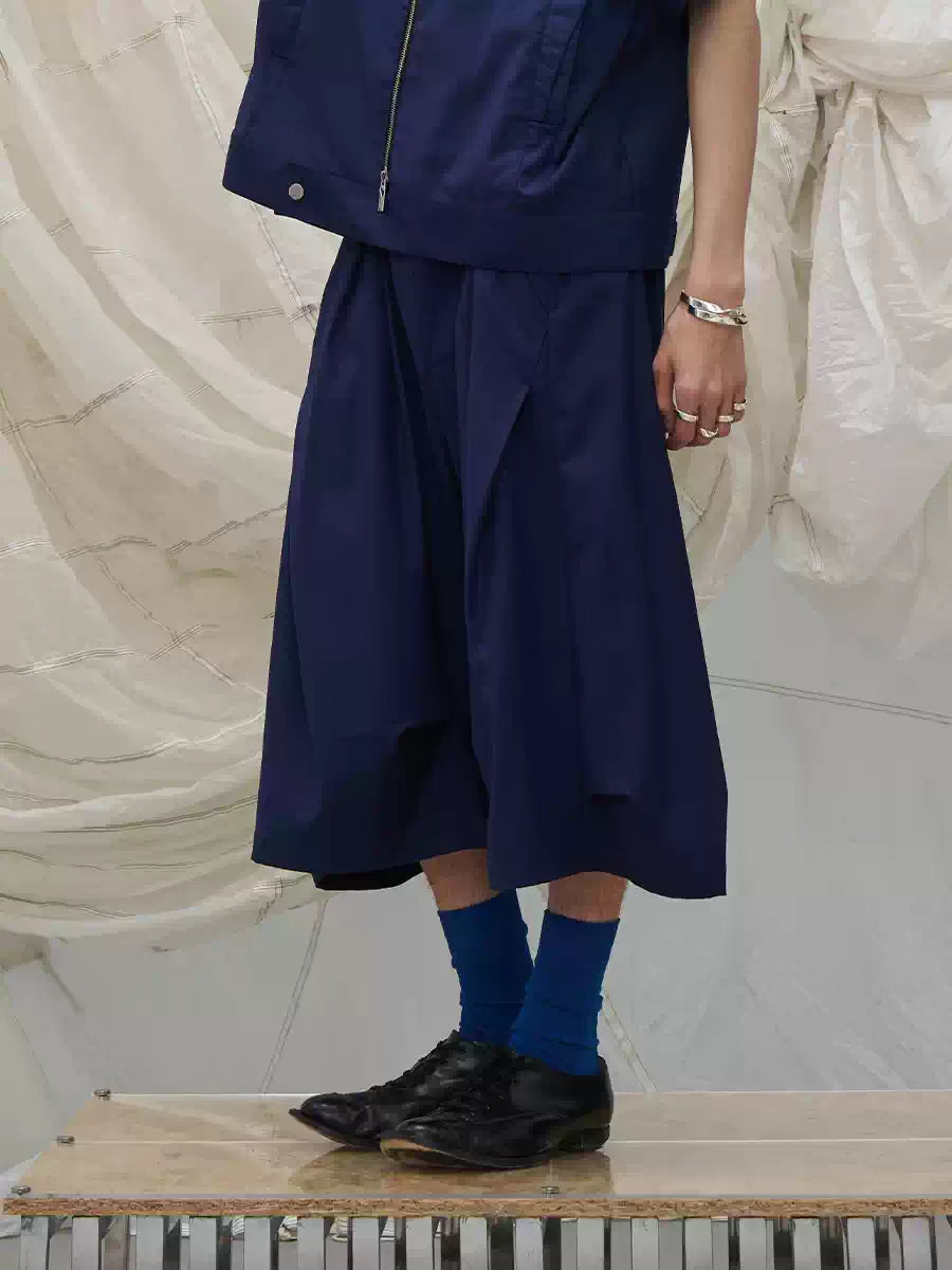 Pleated Draped Cropped Dress Pants