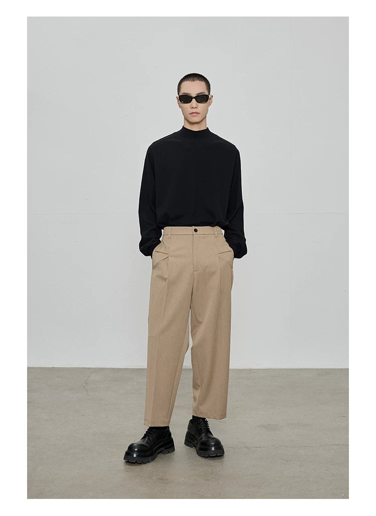 Casual Cropped Elastic Waist Pants