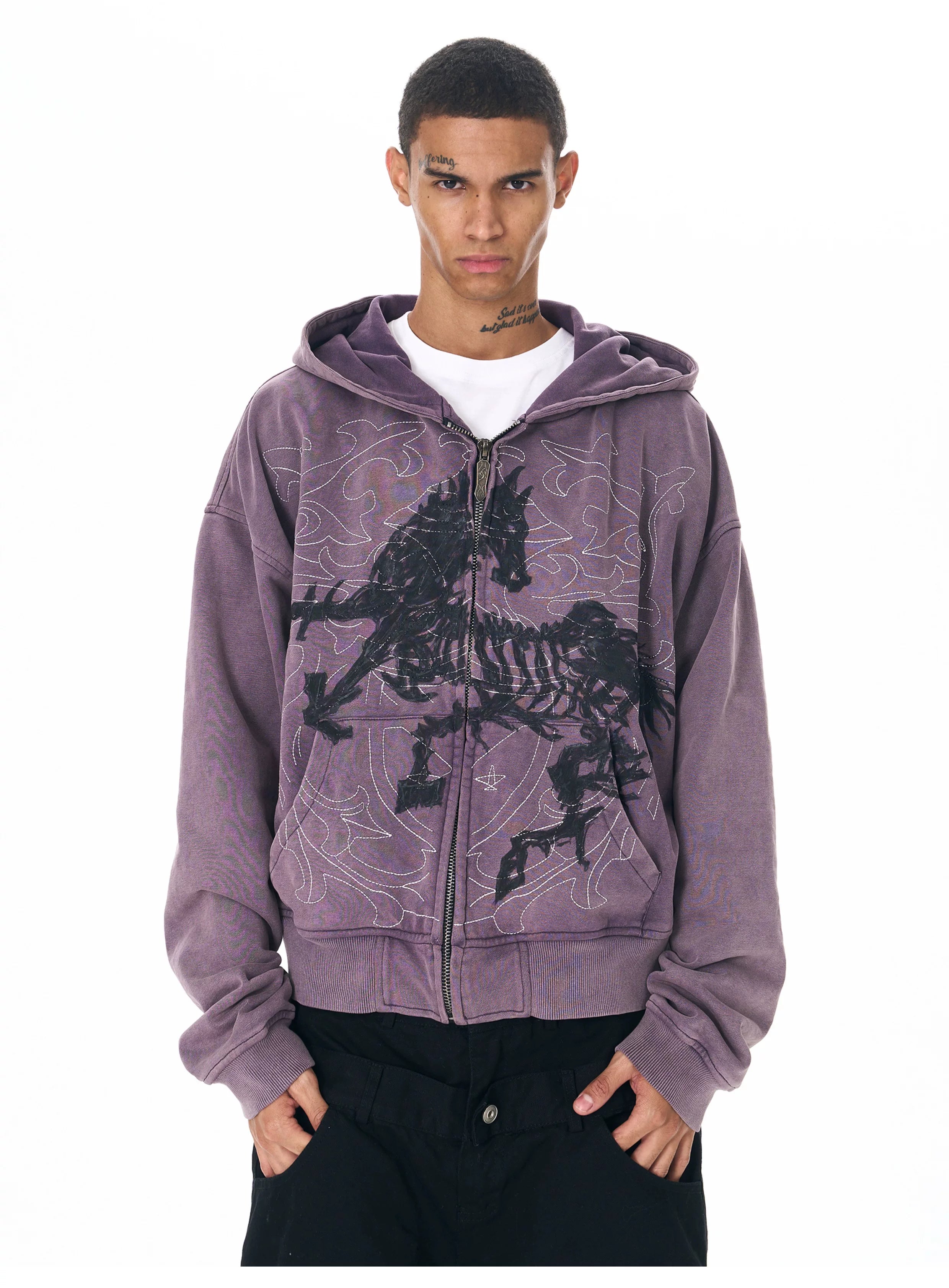 Men's Embroidered Horse Washed Hoodie