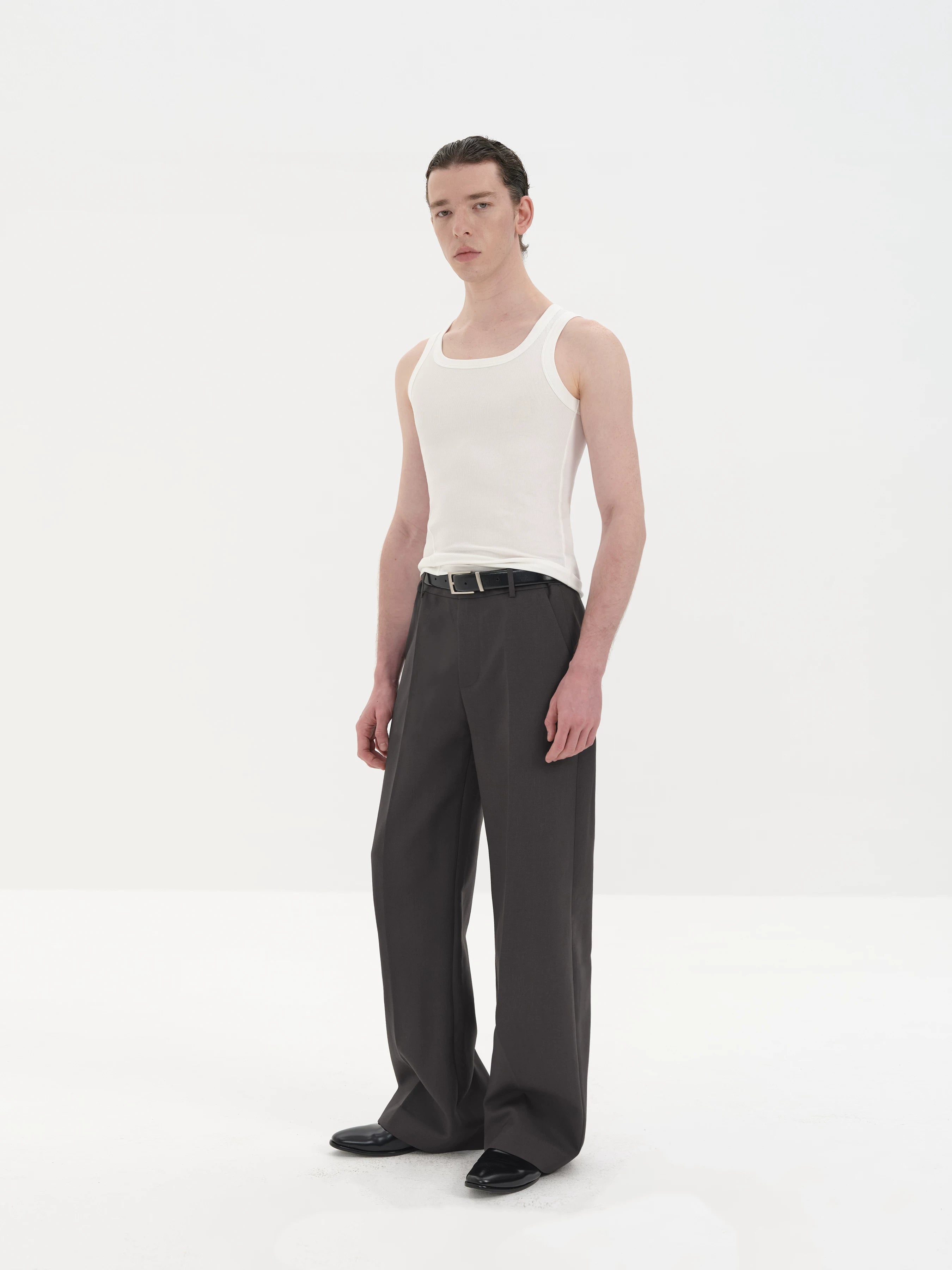 Wrinkle Free Straight Wool Dress Pants