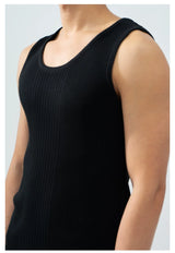 Men's Slim Striped Ribbed Knit Vest