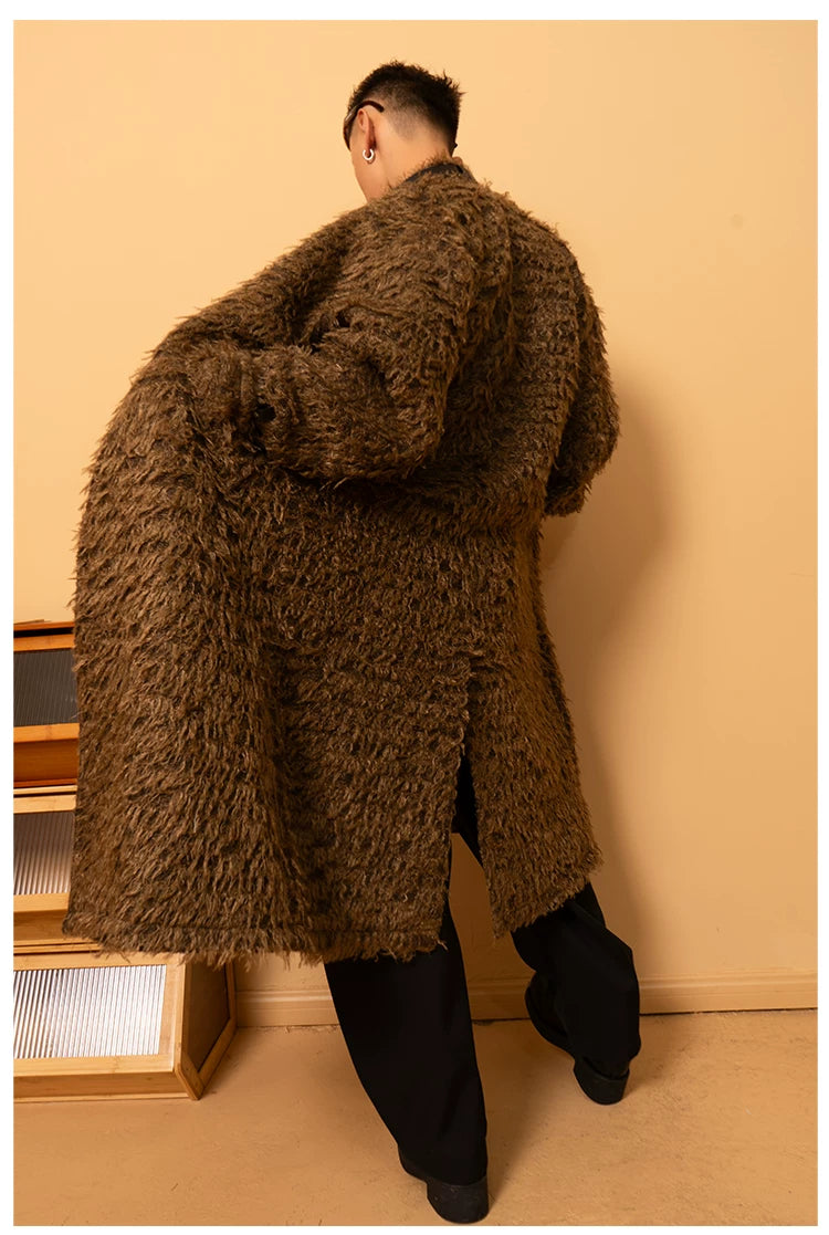 Men's Casual Brown Faux Fur Coat