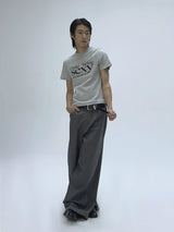 Black Gray Wide Leg Dress Pants