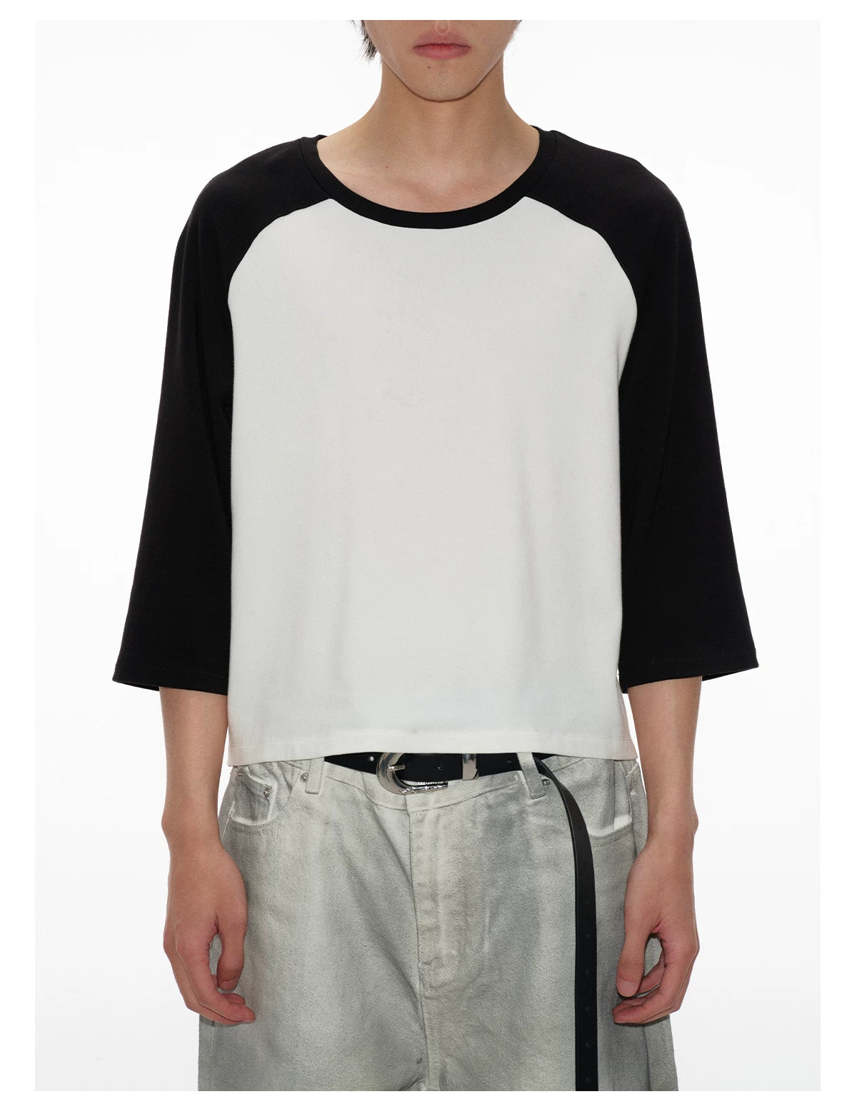 Color Block Raglan Three-Quarter Sleeve Tops