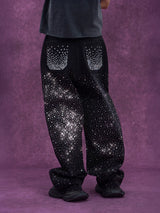 Men's Black Sparkly Wide Leg Jeans