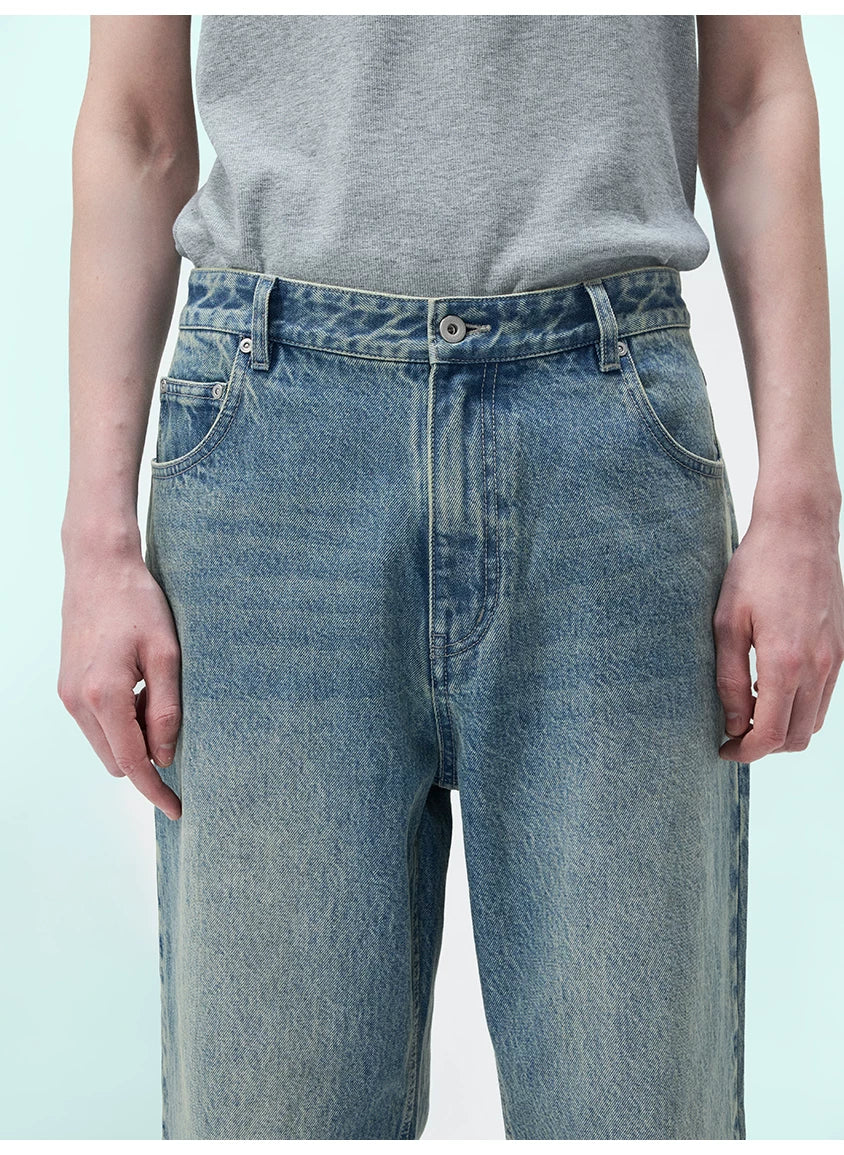 Turkish Washed Frayed Straight Jeans