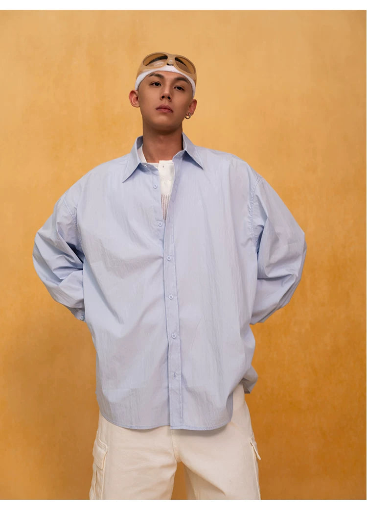 Men's Red White Blue Oversized Shirts