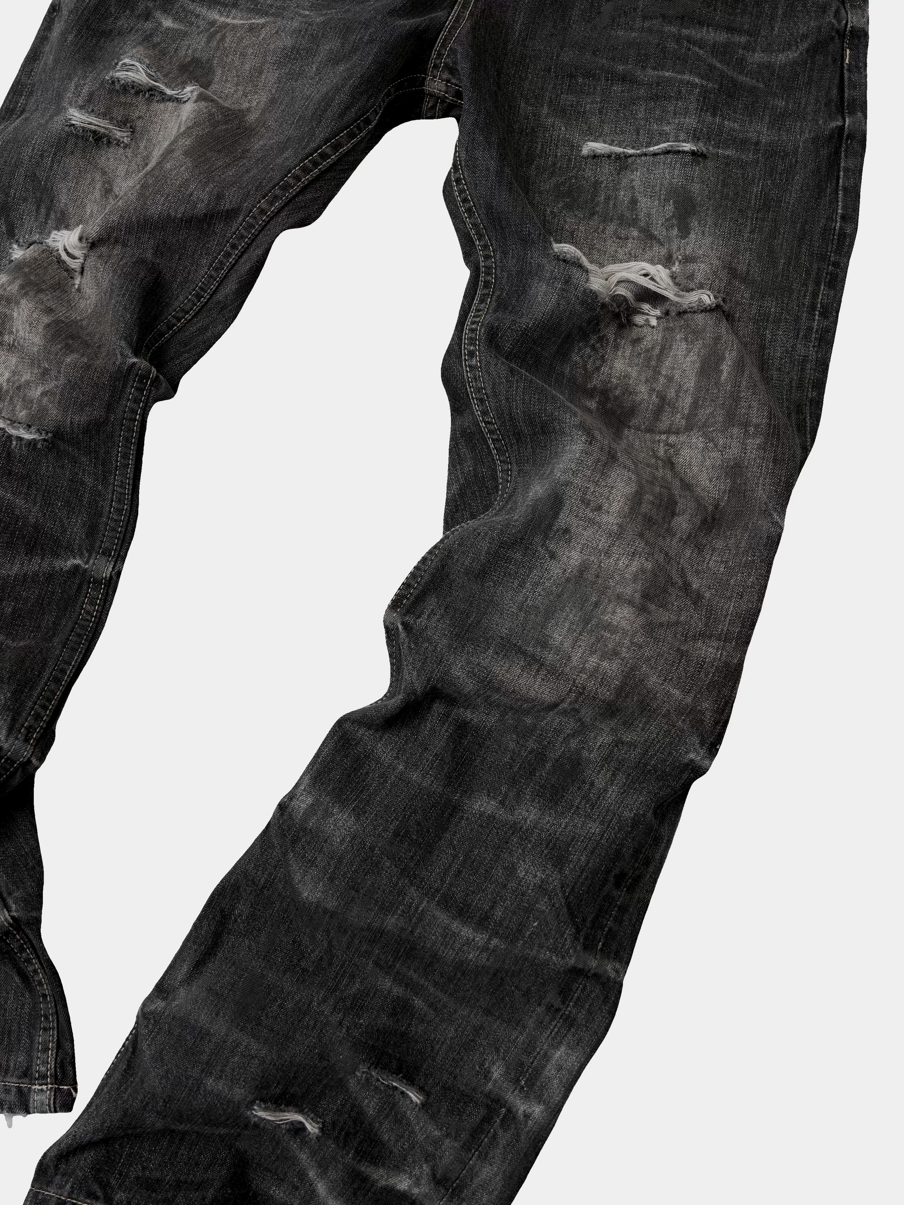 Distressed Straight Cut Jeans