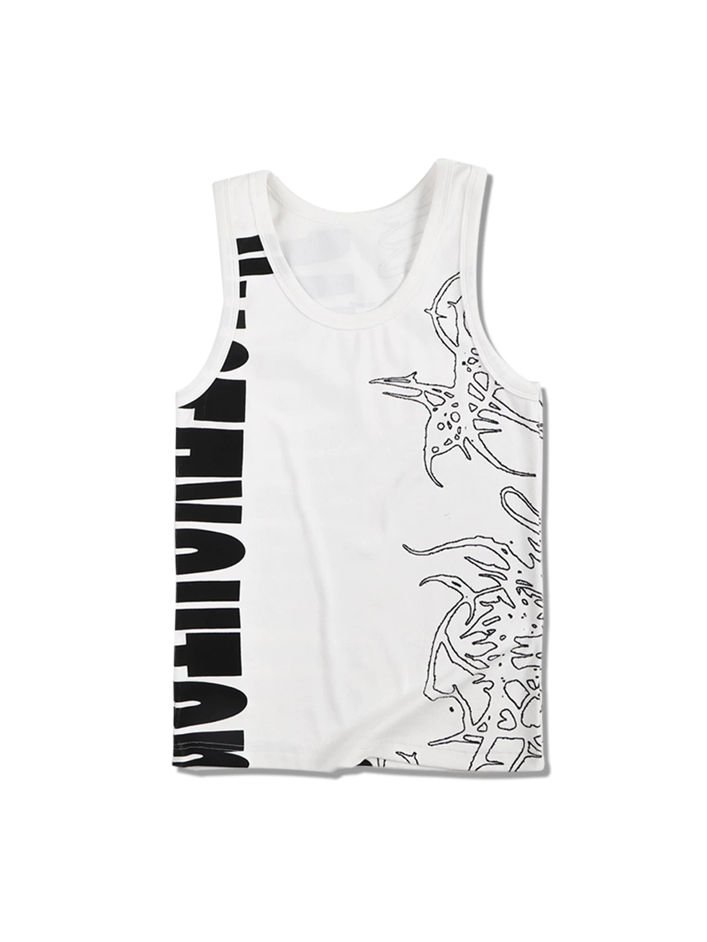 Stretchy Slim Ribbed Graffiti Tank Top