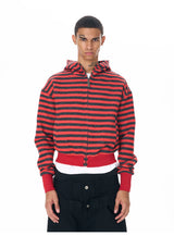 Men's Crop Motor Embroidered Striped Hoodie