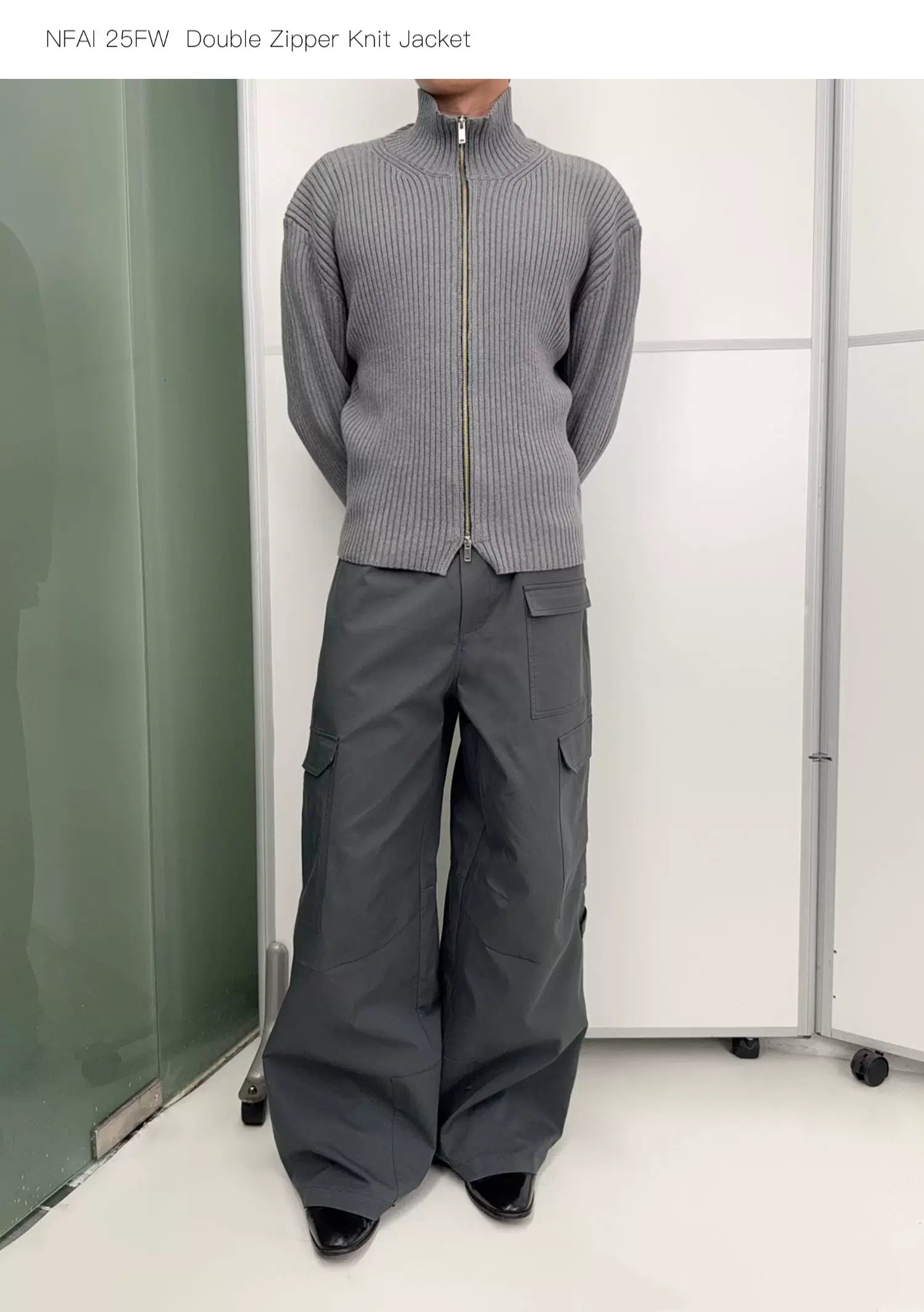 Double Zipper Thick Wool Knitted Jacket