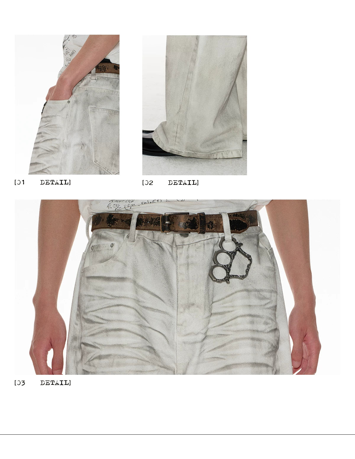 White Distressed Wide Leg Jeans
