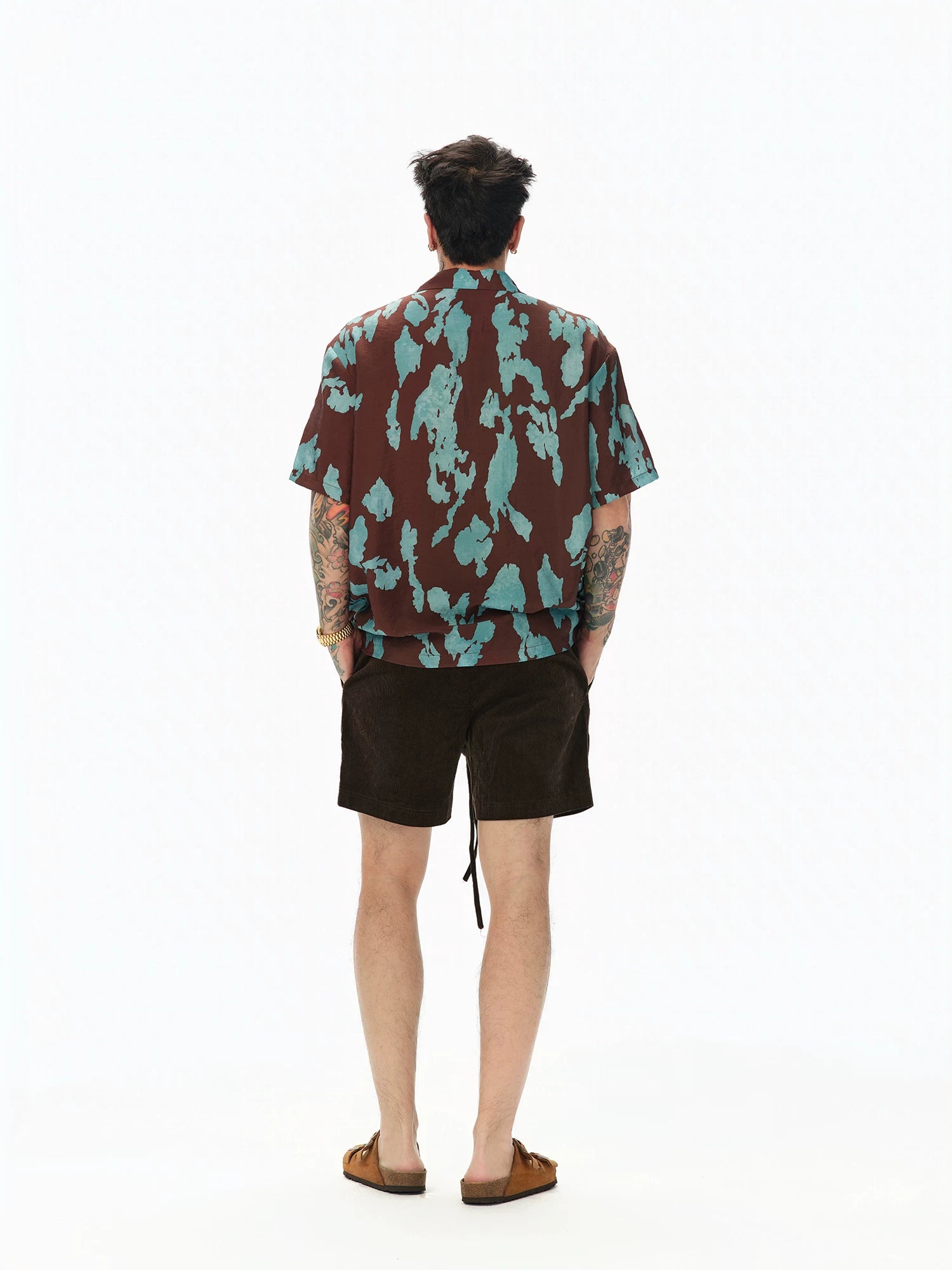 Turquoise Marbled Camp Collar Aloha Shirt