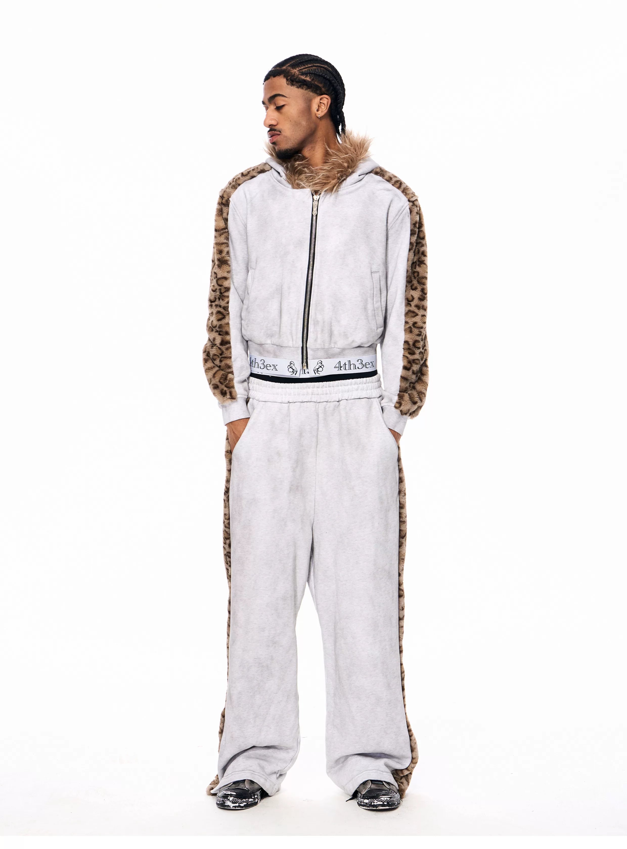 Men's Leopard Fur Hooded Cardigan
