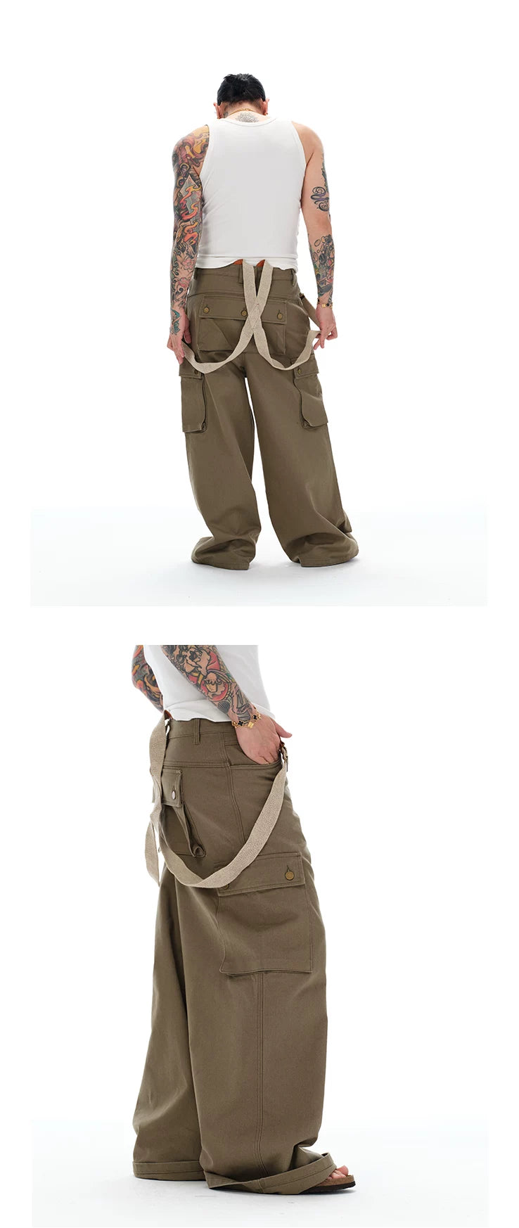 Men's Loose Multi-pocket Flare Cargo Pants