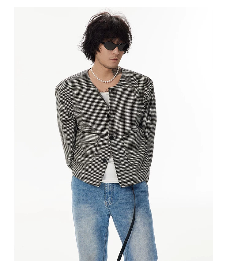 Men's Houndstooth Wool Blend Jacket