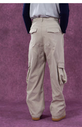 Men's Pink Beige Multi-pocket Cargo Pants