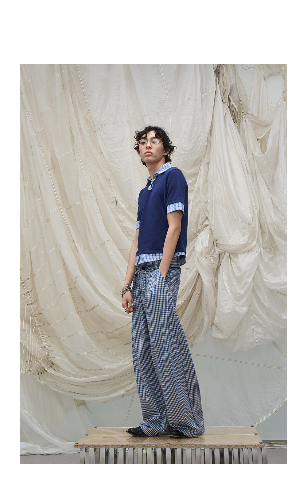 Plaid Casual Pants With Detachable Scarf