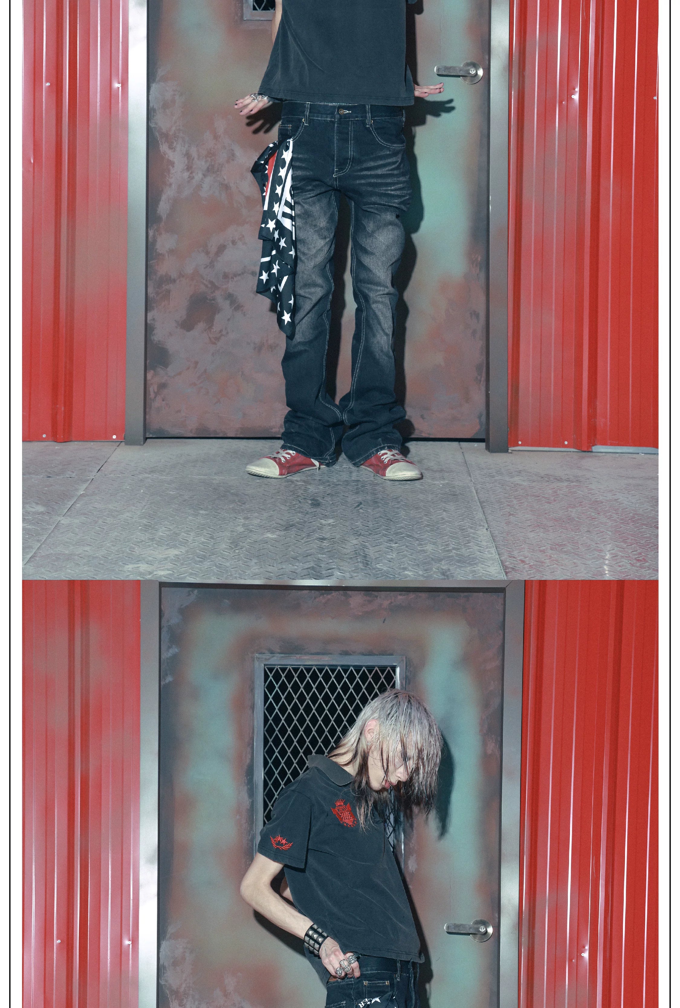 Distressed Flared Denim Pants