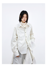 Two-Tone Deconstructed Studded Hem Shirt