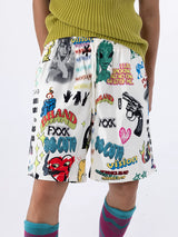 Men's Loose Drawstring Graffiti Beach Shorts