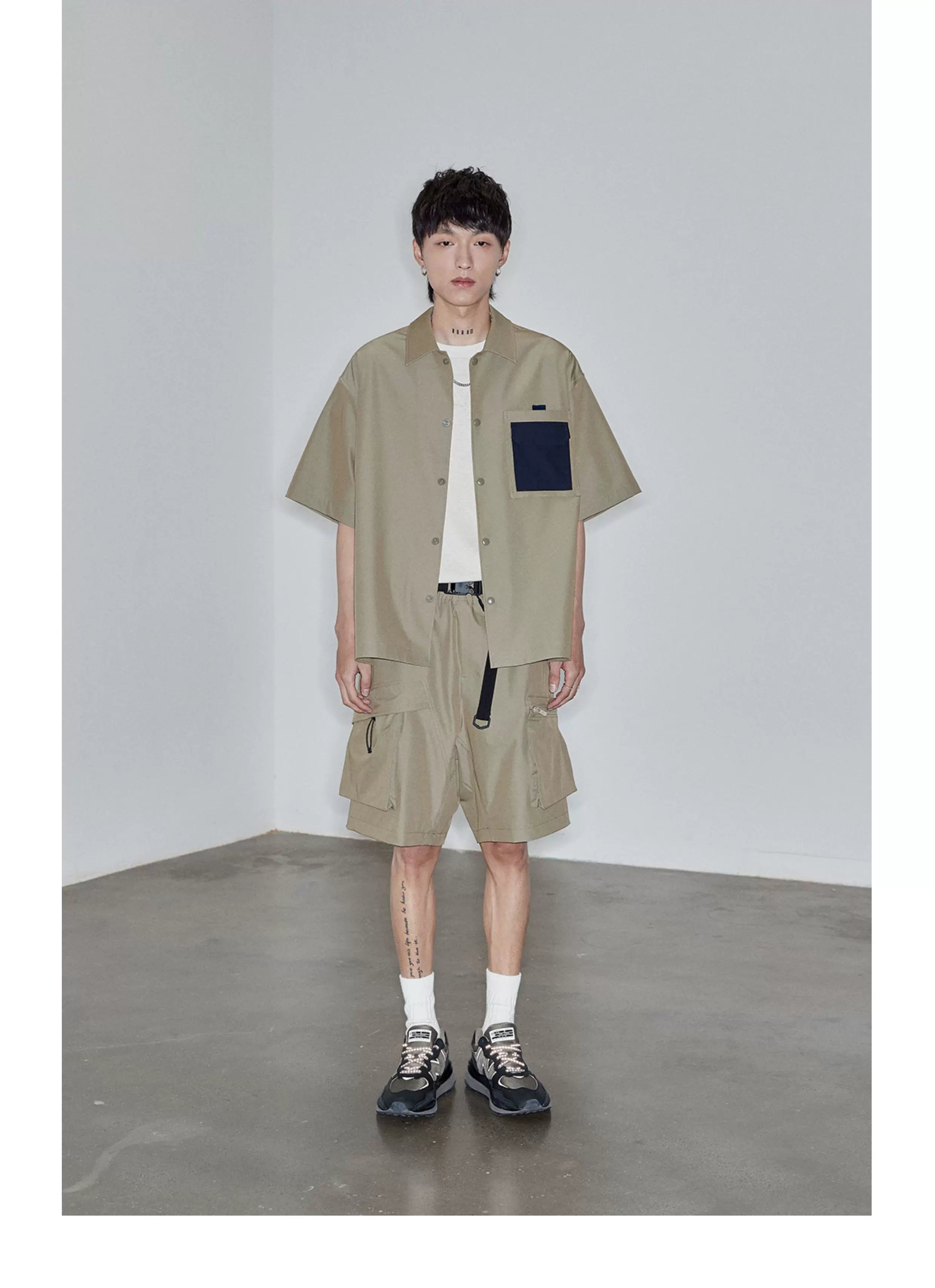 Magnetic Belted Elastic Multi-pocket Shorts