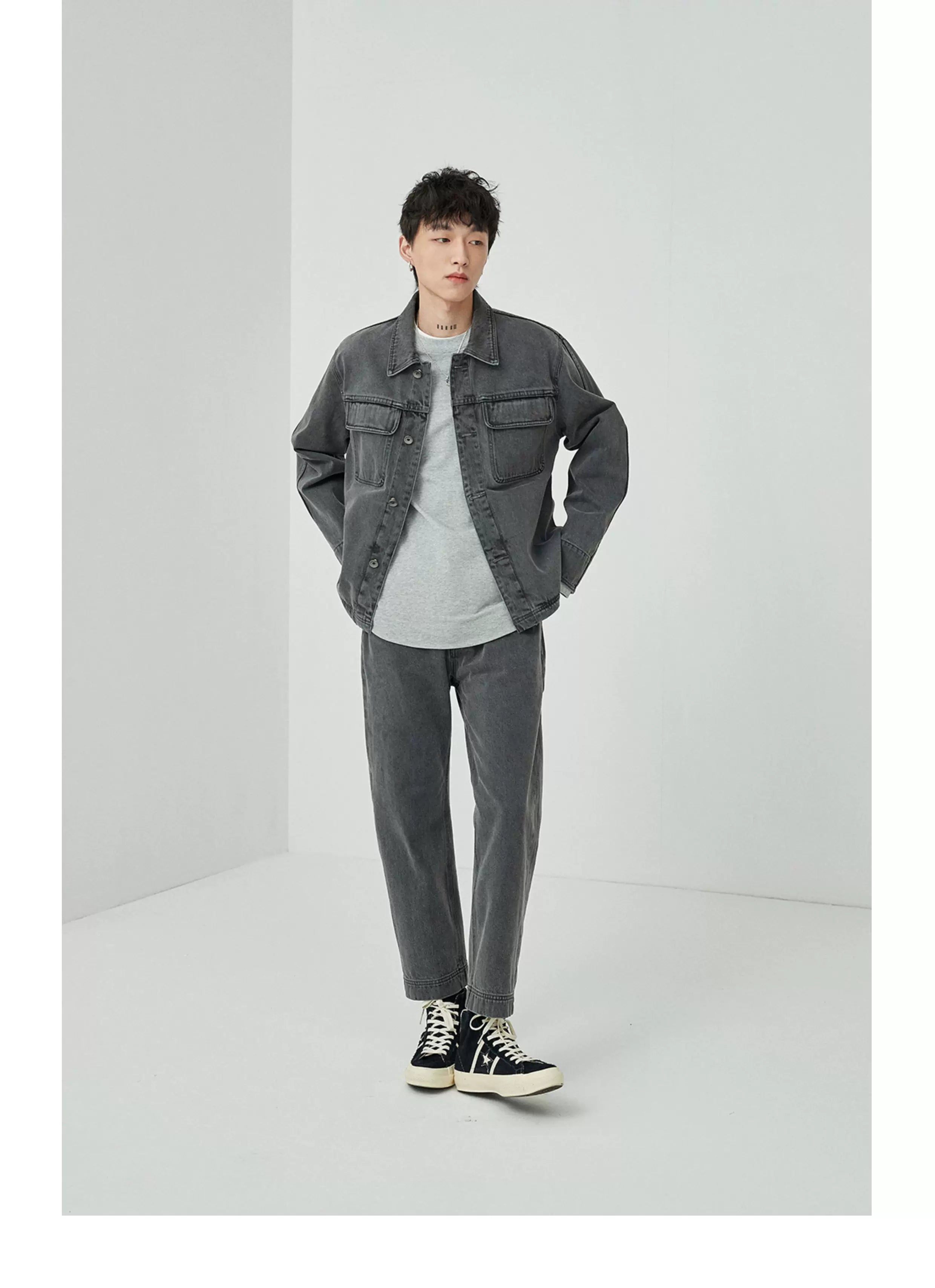 Vintage Washed Straight Ankle Jeans
