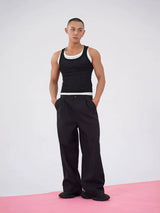 Black Red Faux Two-piece Men's Vest