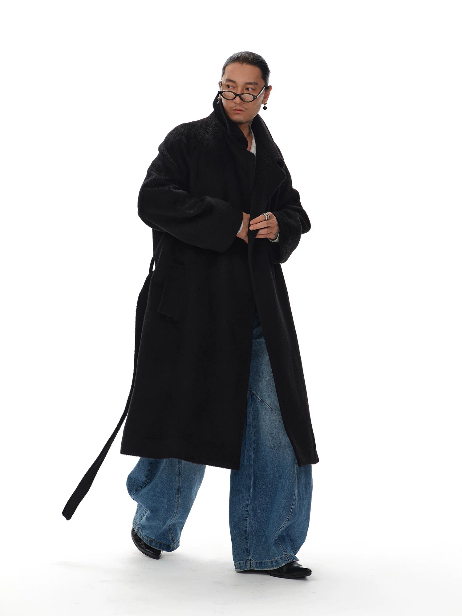 Men's Knee-length Suri Wool Overcoat