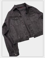 Washed Grey Boxy Denim Jacket