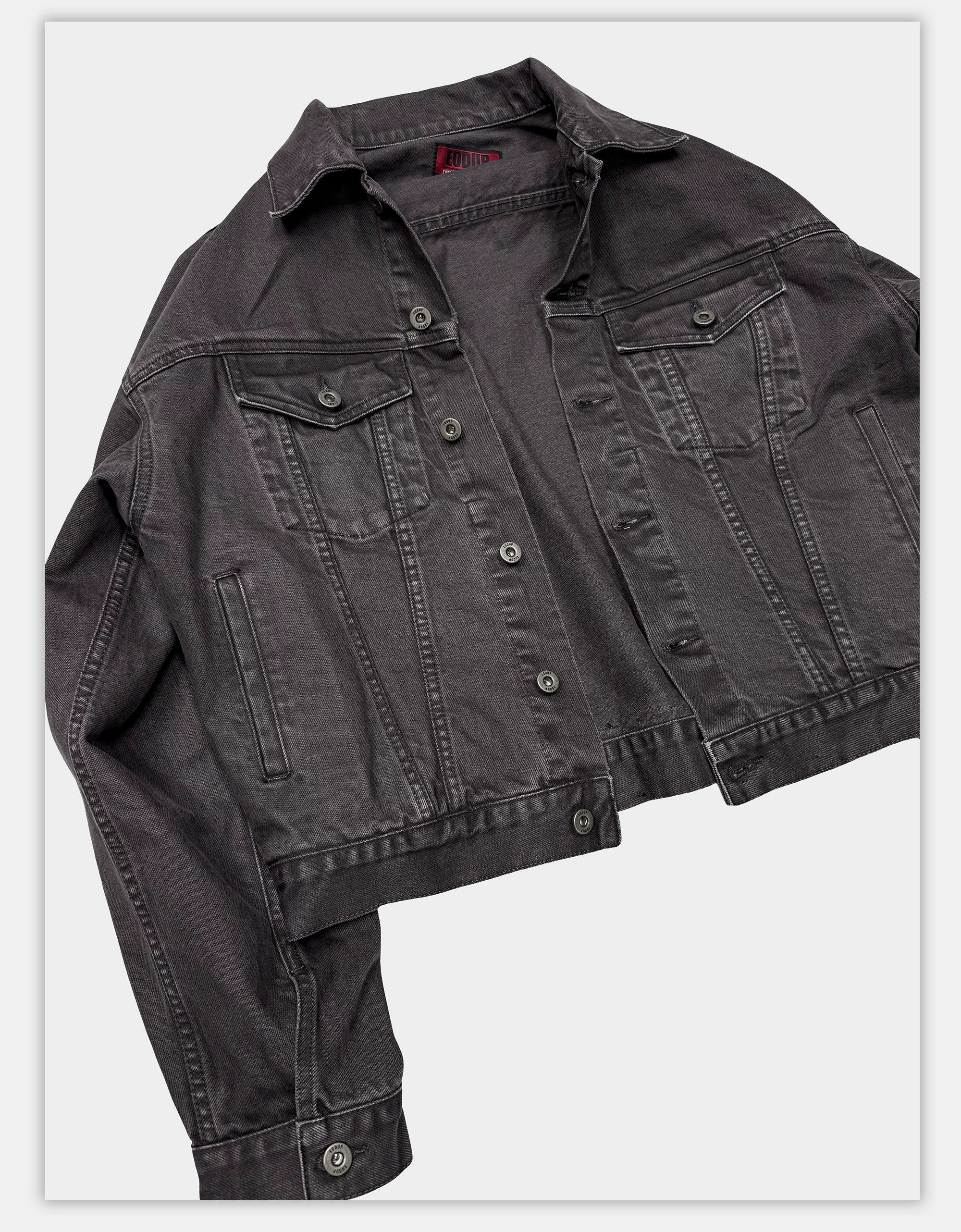 Washed Grey Boxy Denim Jacket