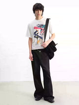 Double Waist Flared Denim Jeans