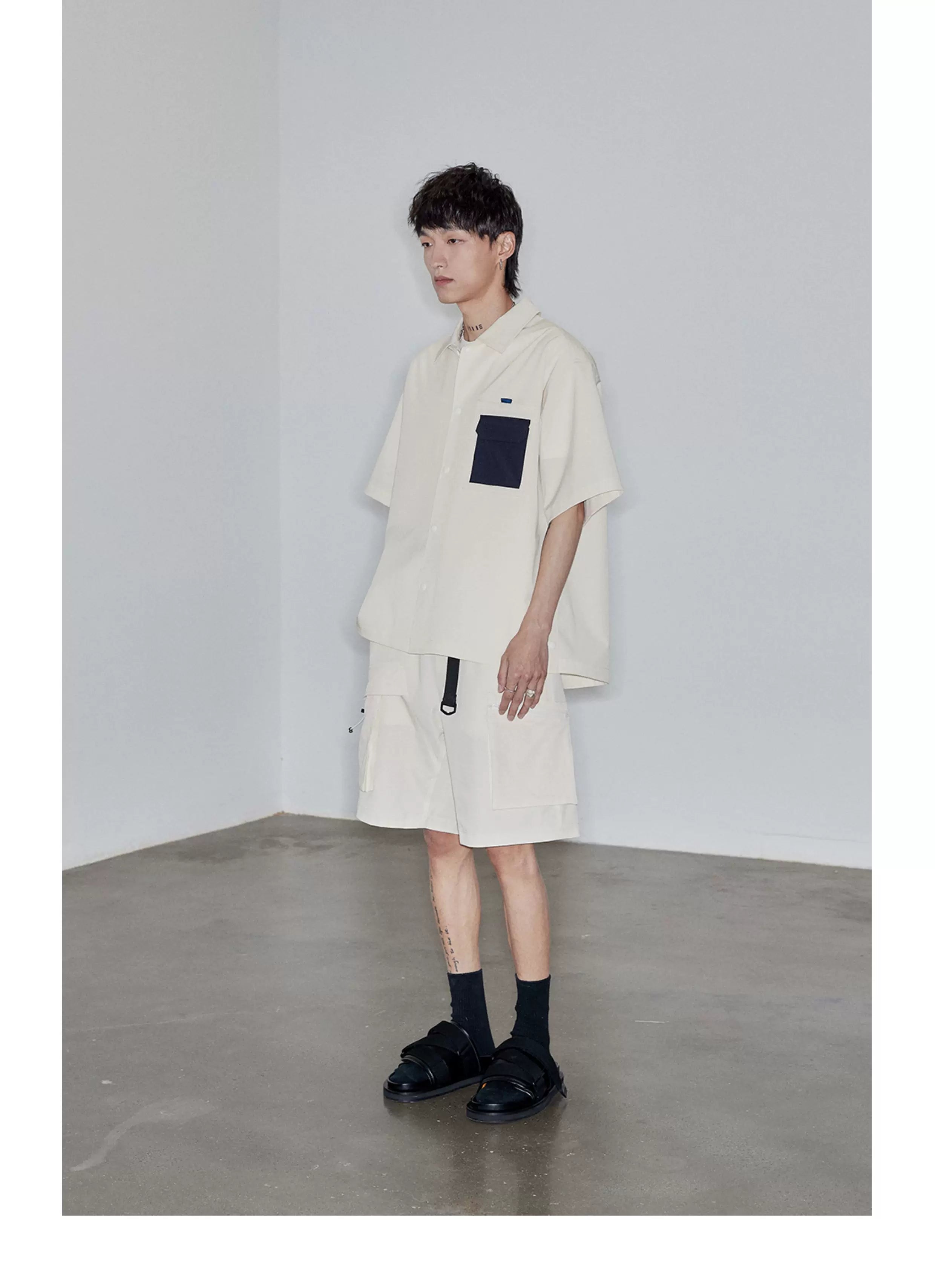 Magnetic Belted Elastic Multi-pocket Shorts