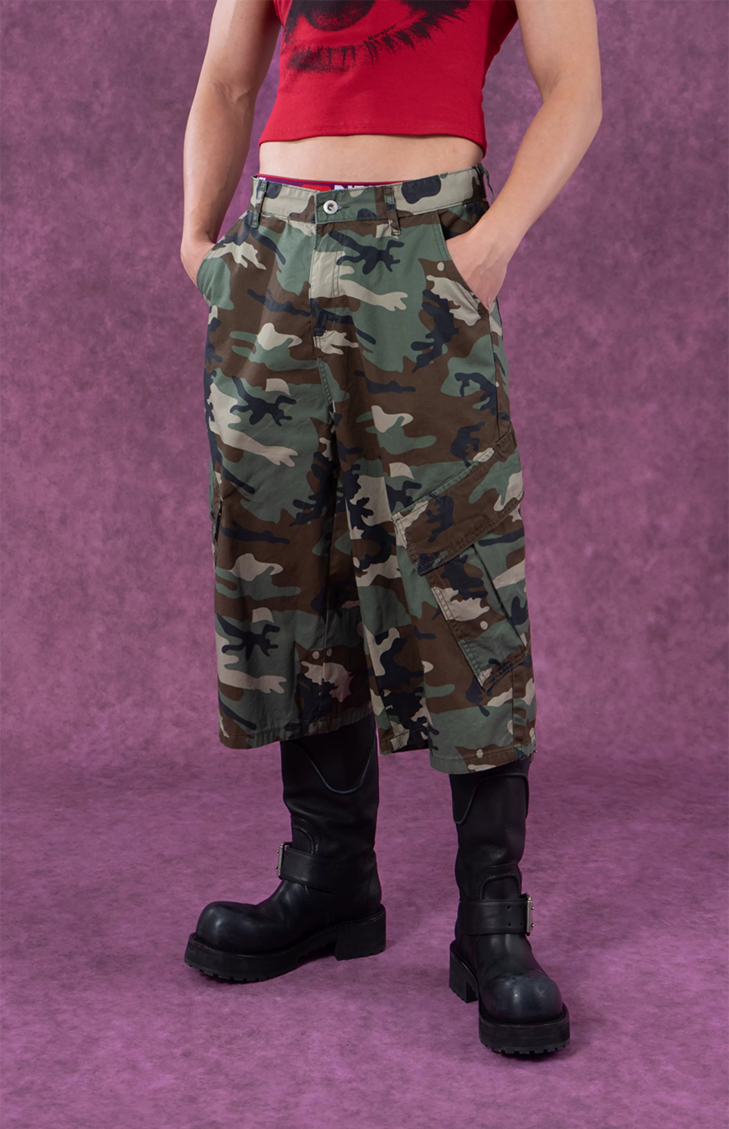 Seven-inch Pocketed Camo Vintage Cargo Shorts