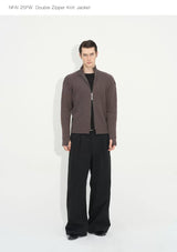 Double Zipper Thick Wool Knitted Jacket