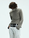 Two-color Fitted Long-sleeve Turtleneck Tee
