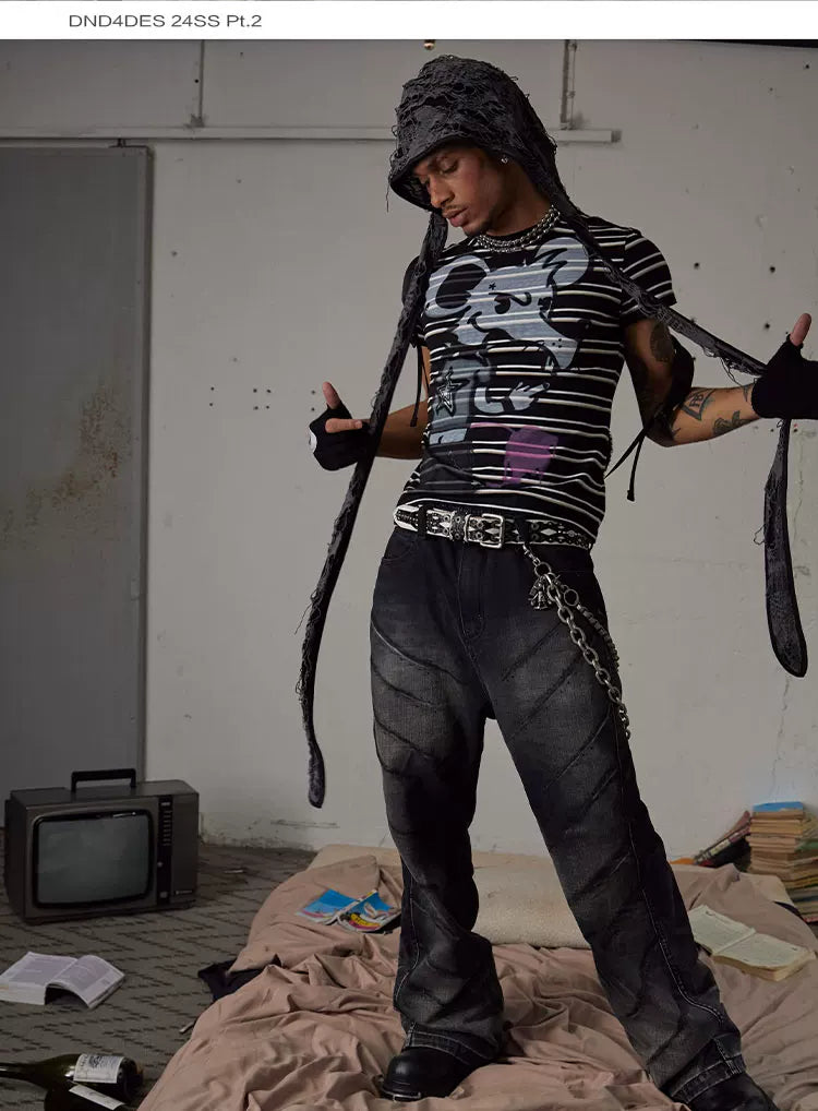 Slim Fit Striped Bad Mouse Tee