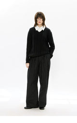 Men's Mock Shirt Collar Cable Sweater