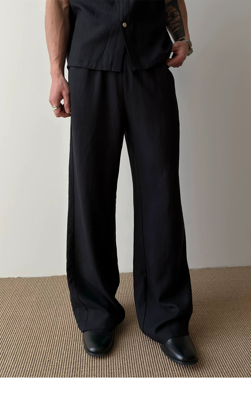 Drawstring Straight Leg Linen Lyocell Pants
