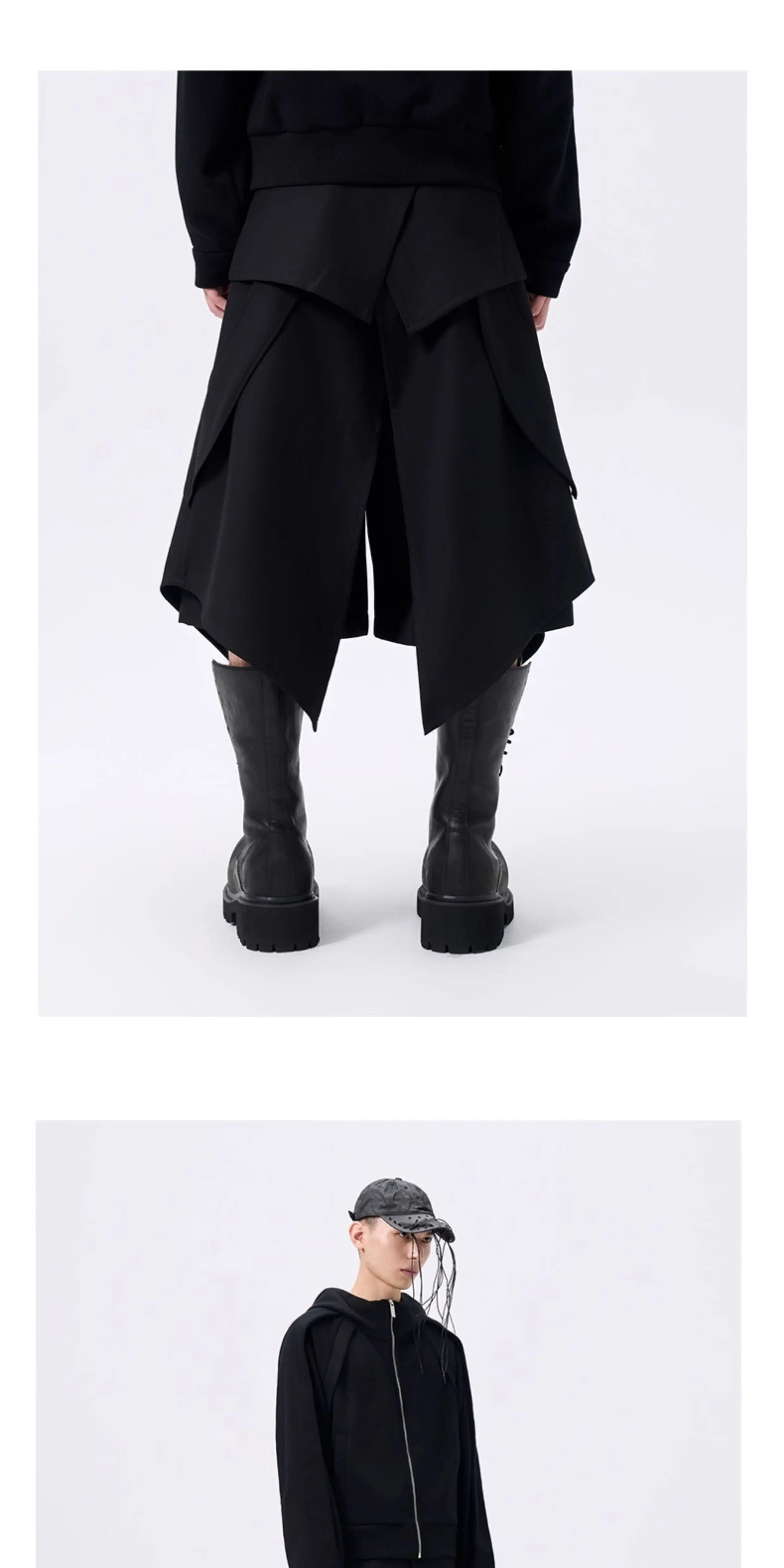Deconstructed Waistband Layered Unisex Skirt