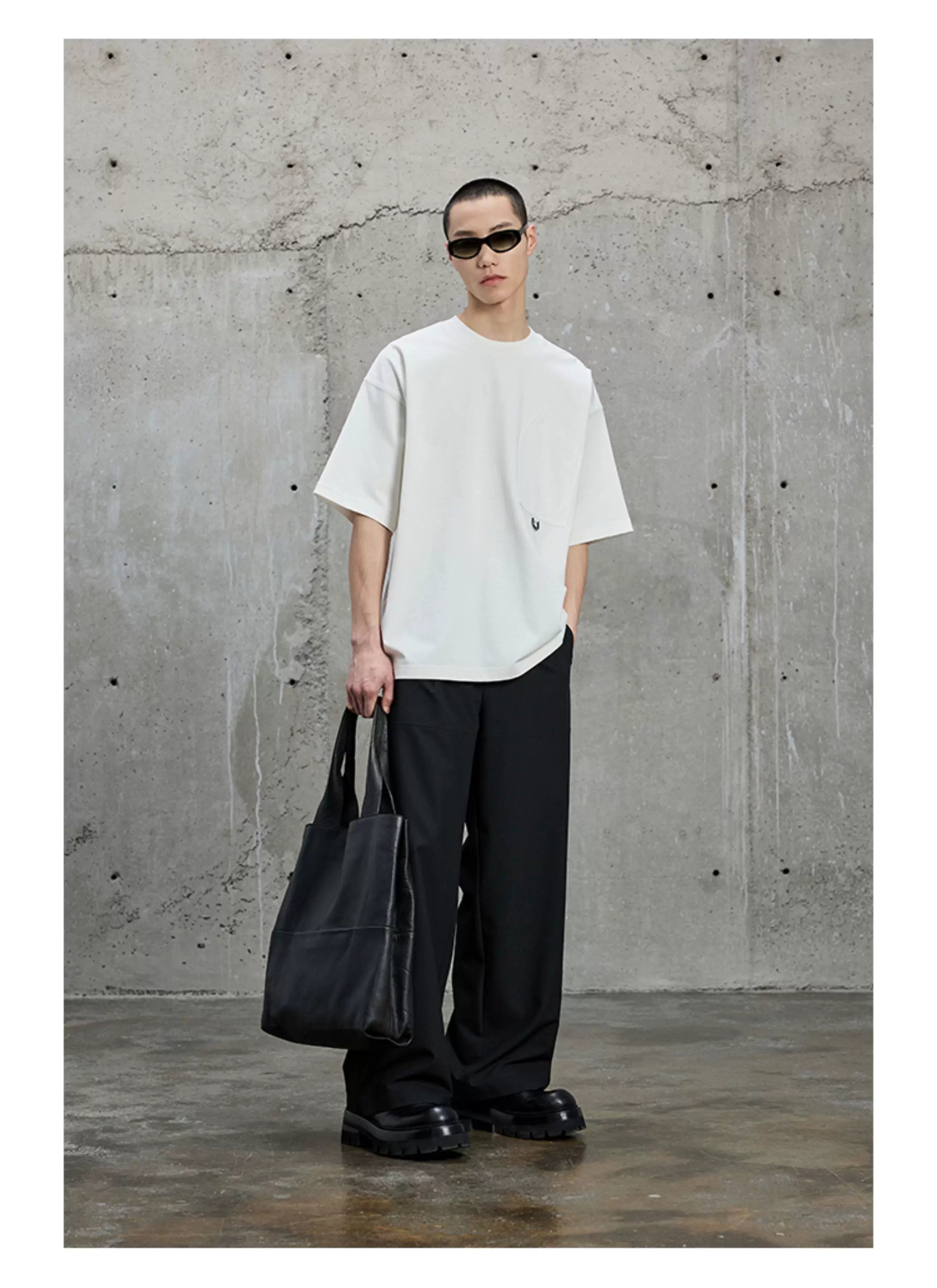 Draped Chain Texture Straight Leg Pants